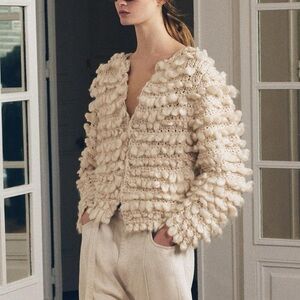 Zara NWOT Structured Textured Knit Cardigan